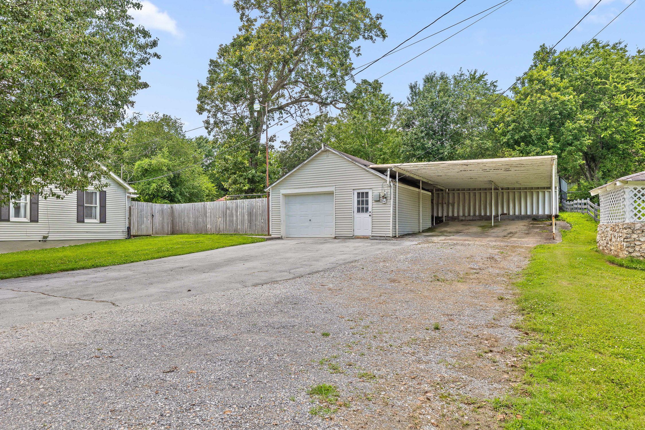 Garage and carport area
